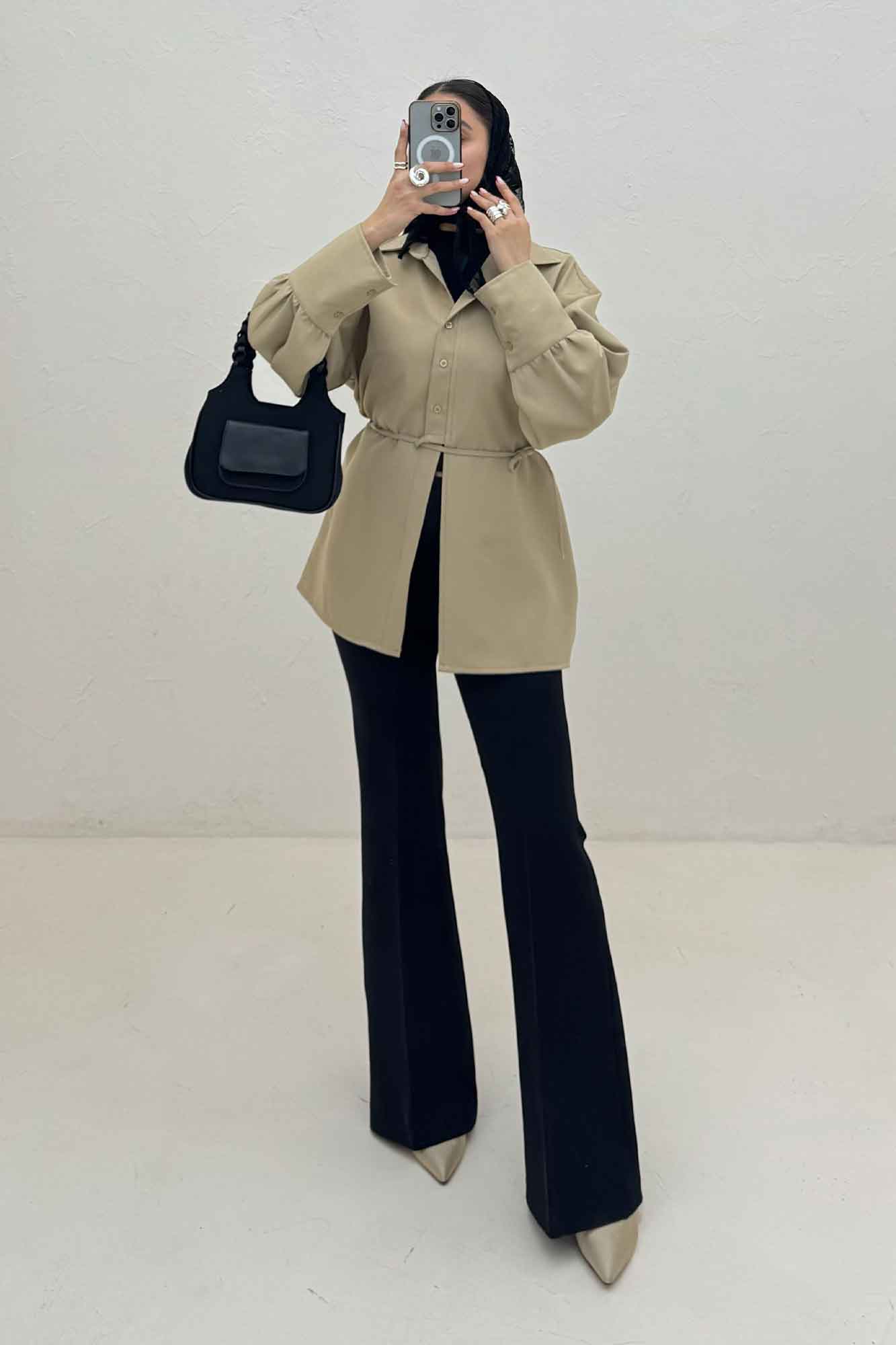 مانتو مازراتی مچ پهن جلو بنددار 