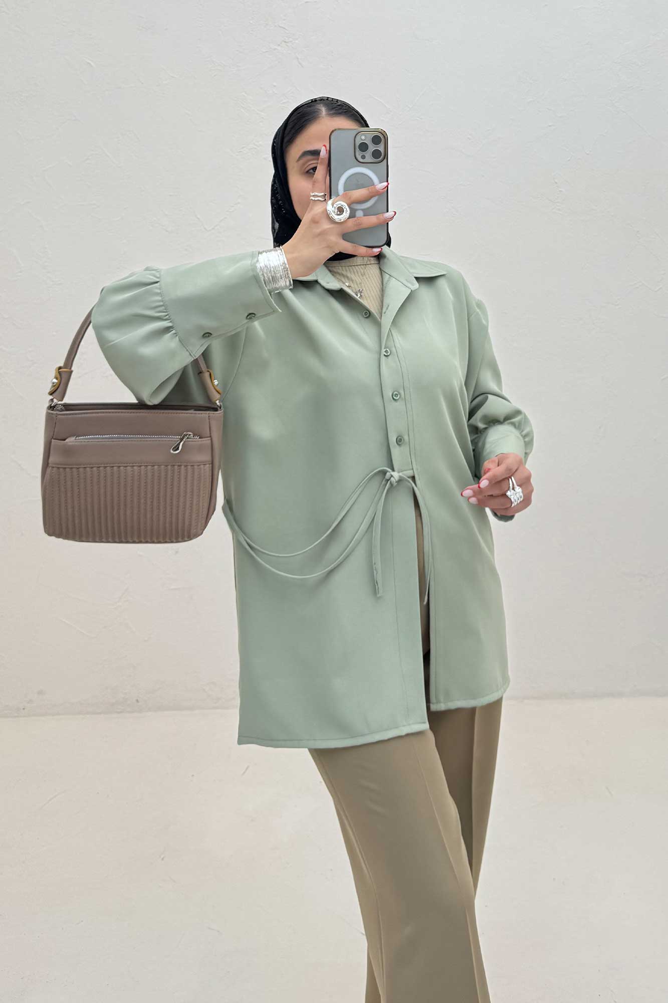 مانتو مازراتی مچ پهن جلو بنددار 