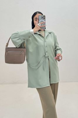 مانتو مازراتی مچ پهن جلو بنددار 