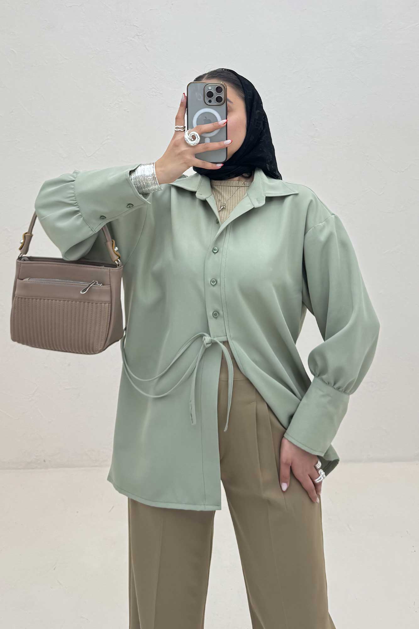 مانتو مازراتی مچ پهن جلو بنددار 