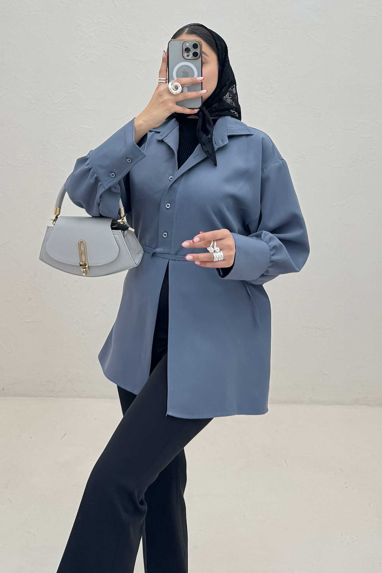 مانتو مازراتی مچ پهن جلو بنددار 