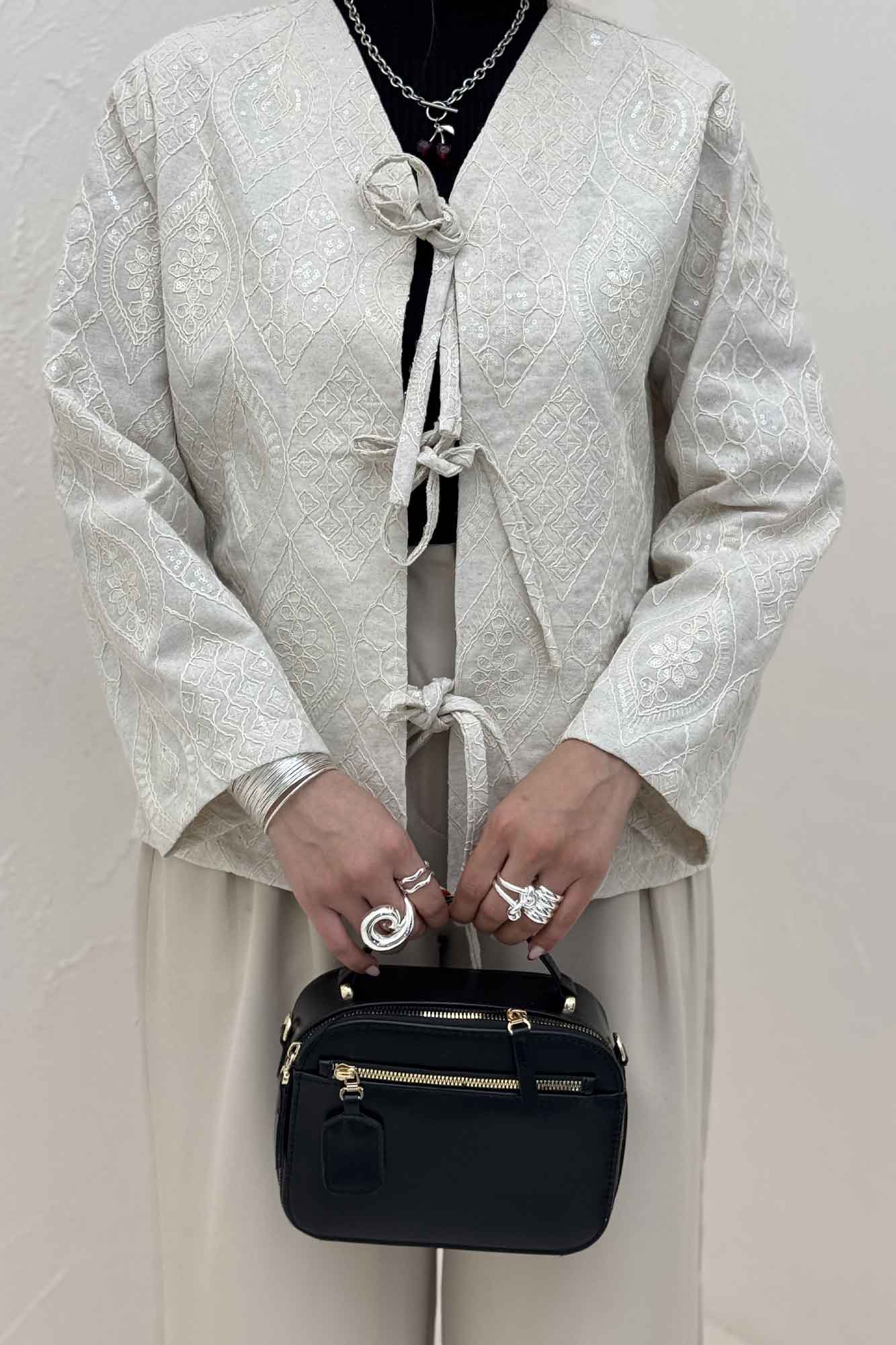 کت سوزن دوزی بنددار MIDNIGHT