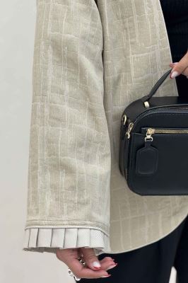 کت ژاکارد مغزی دوزی سر آستین پیله