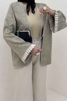 کت ژاکارد مغزی دوزی سر آستین پیله