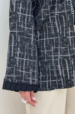 کت ژاکارد مغزی دوزی سر آستین پیله