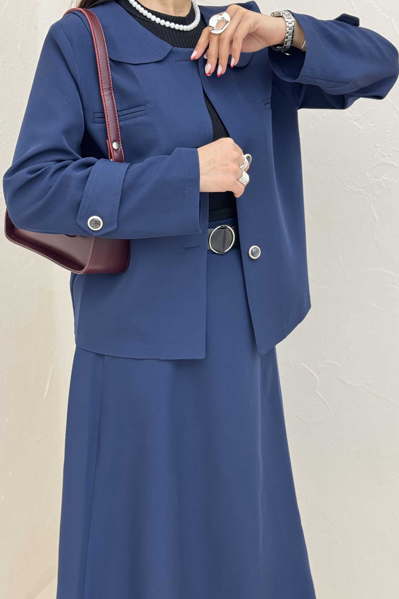 ست کت دامن مازراتی یقه ب ب NICKS