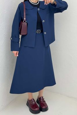 ست کت دامن مازراتی یقه ب ب NICKS