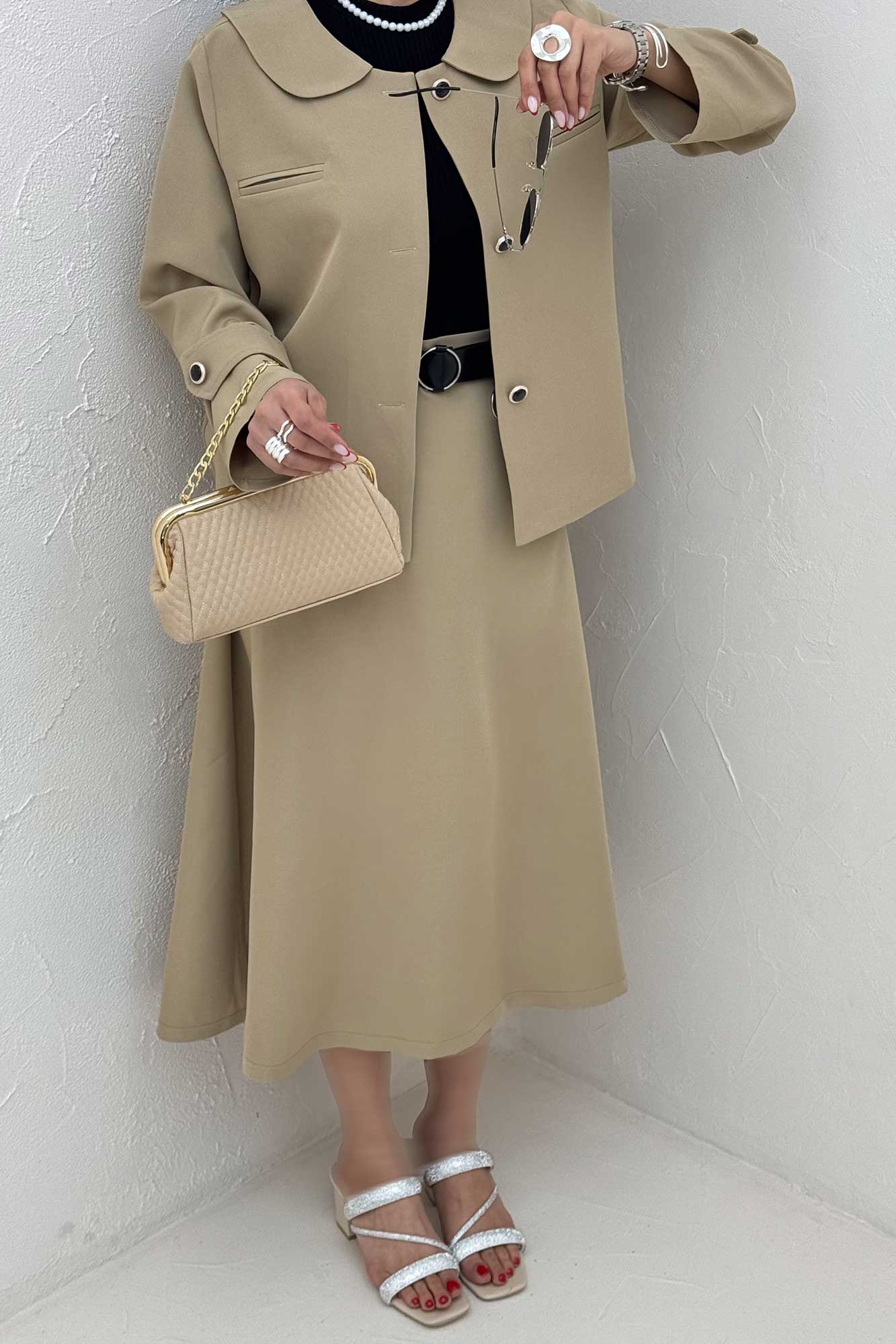 ست کت دامن مازراتی یقه ب ب NICKS