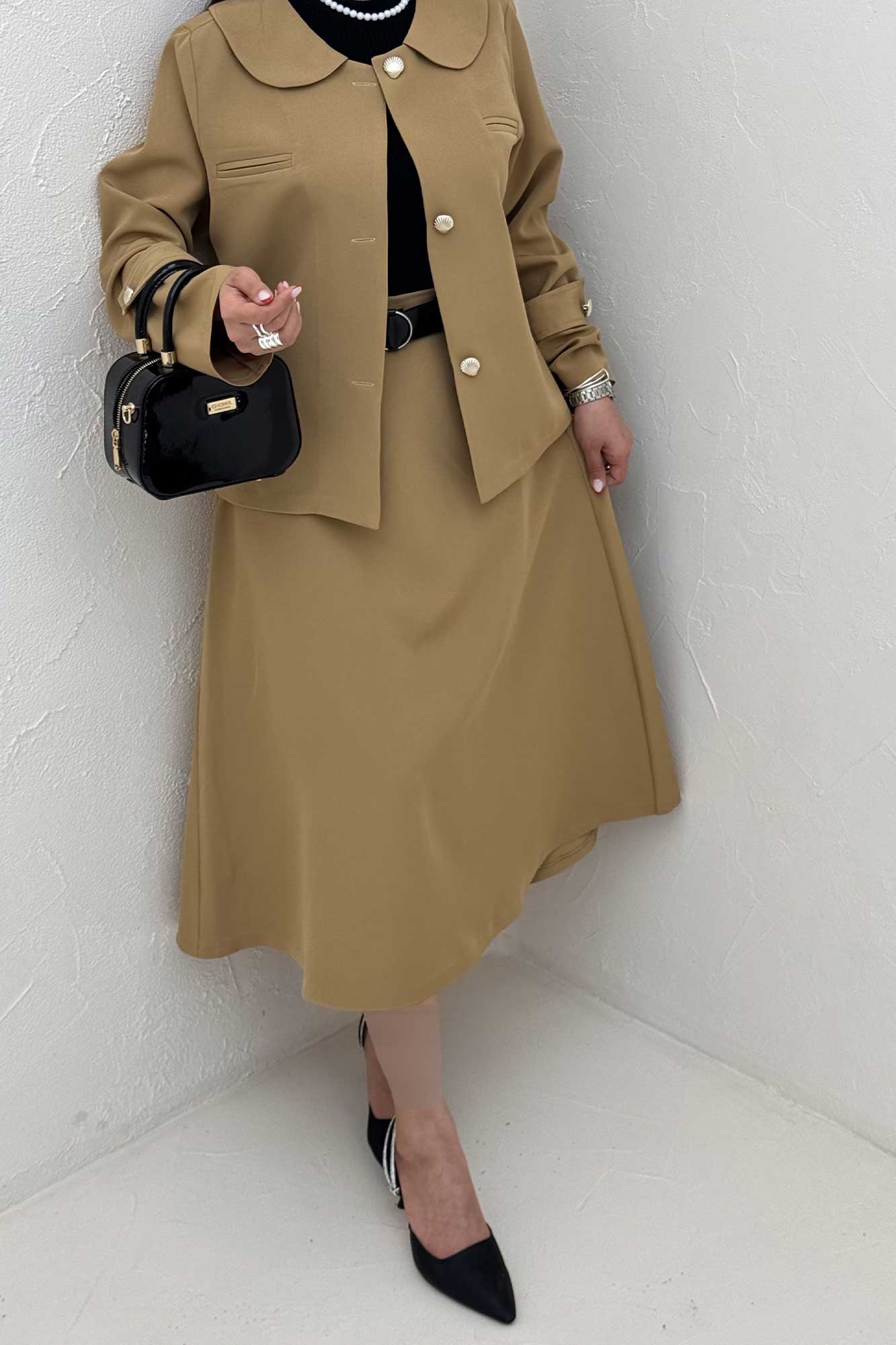 ست کت دامن مازراتی یقه ب ب NICKS