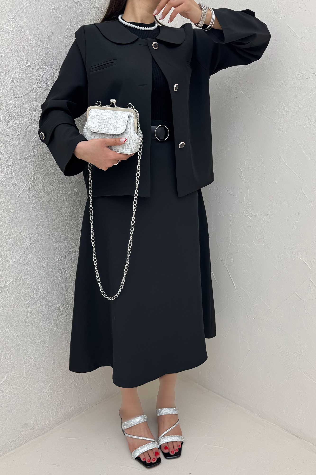 ست کت دامن مازراتی یقه ب ب NICKS