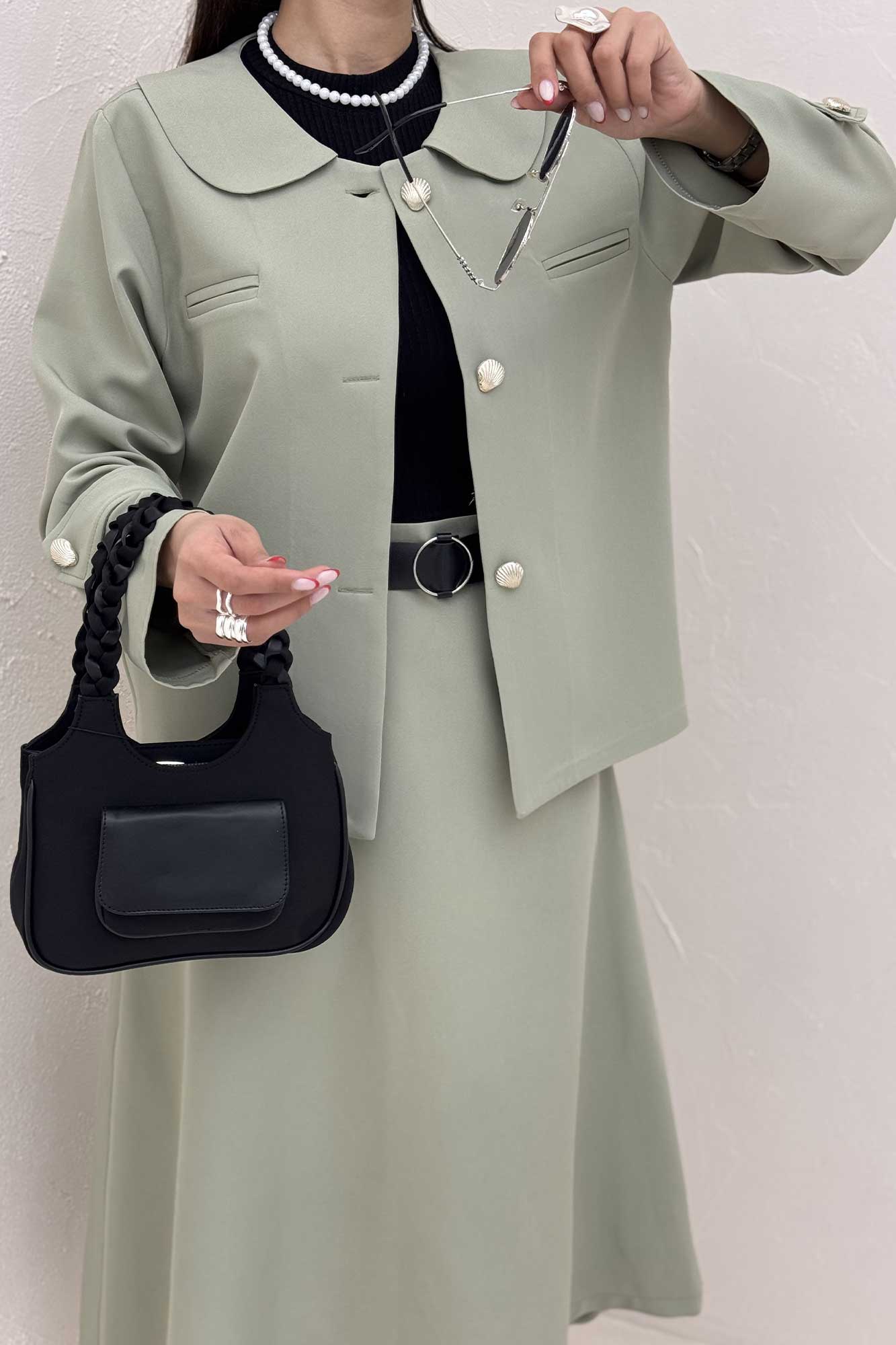 ست کت دامن مازراتی یقه ب ب NICKS