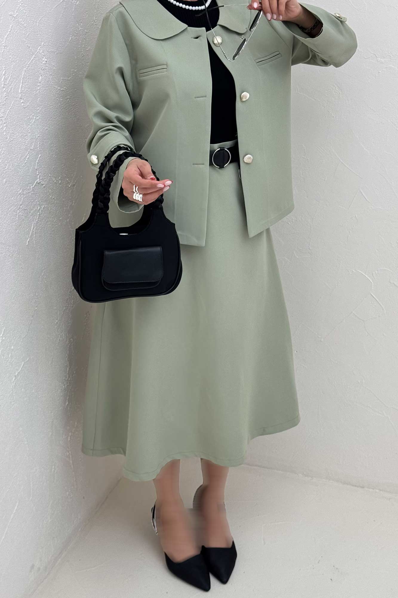 ست کت دامن مازراتی یقه ب ب NICKS