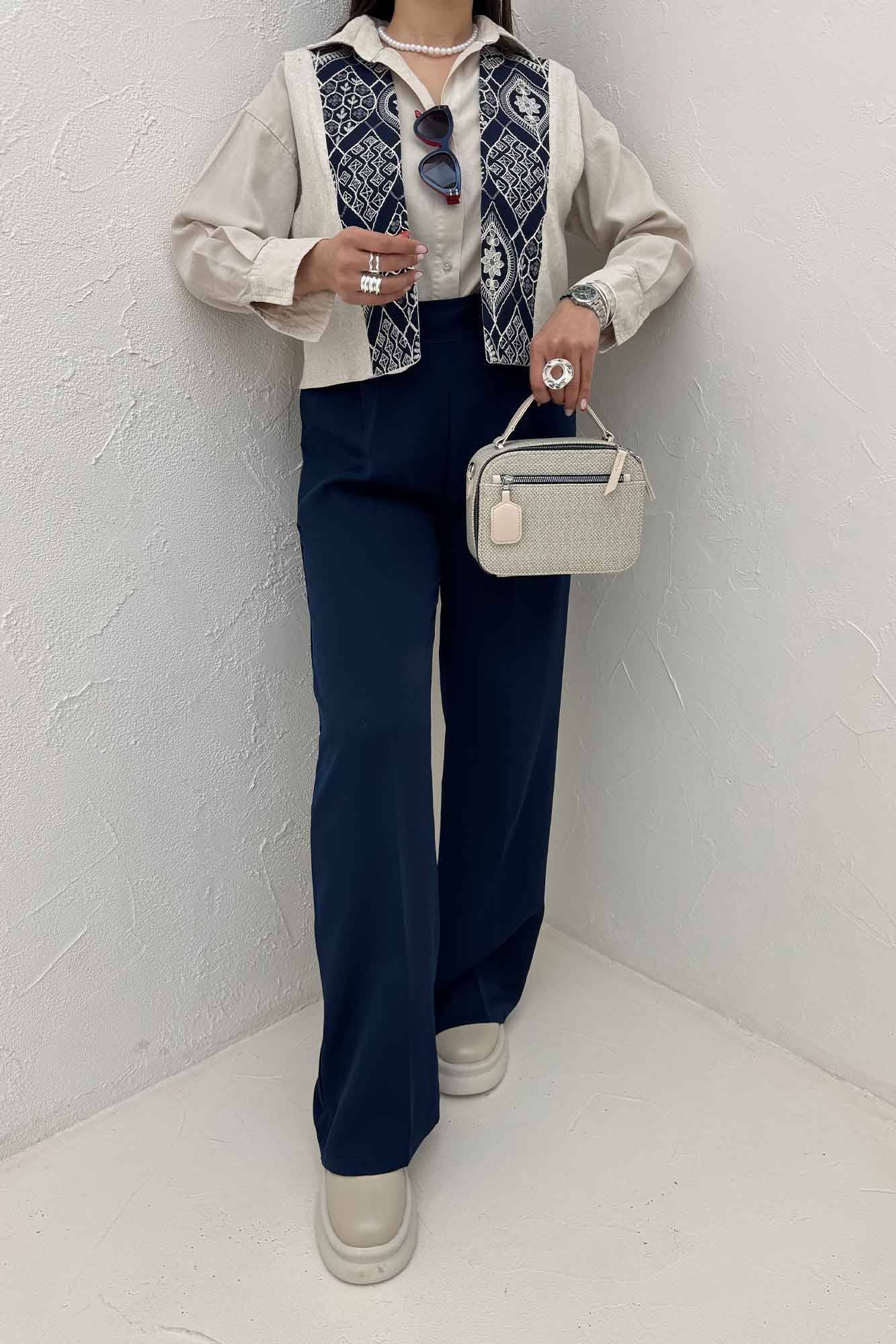 ژیله لینن تیکه سوزن دوزی کد 100