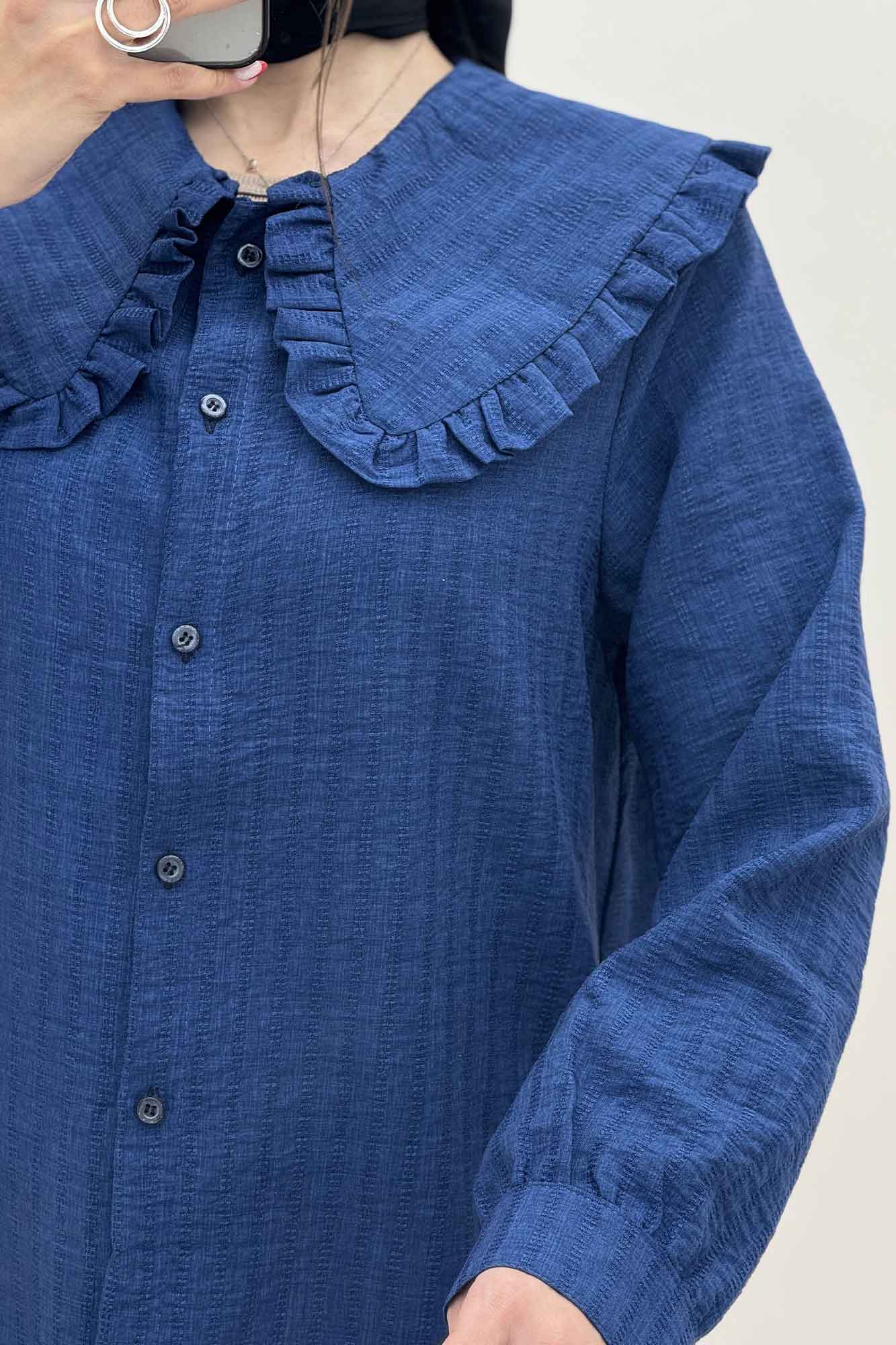 شومیز مانتویی شانتون زیپی یقه ب ب دورچین