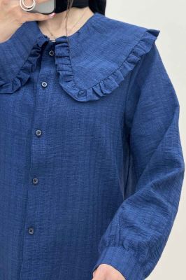 شومیز مانتویی شانتون زیپی یقه ب ب دورچین