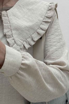 شومیز مانتویی شانتون زیپی یقه ب ب دورچین