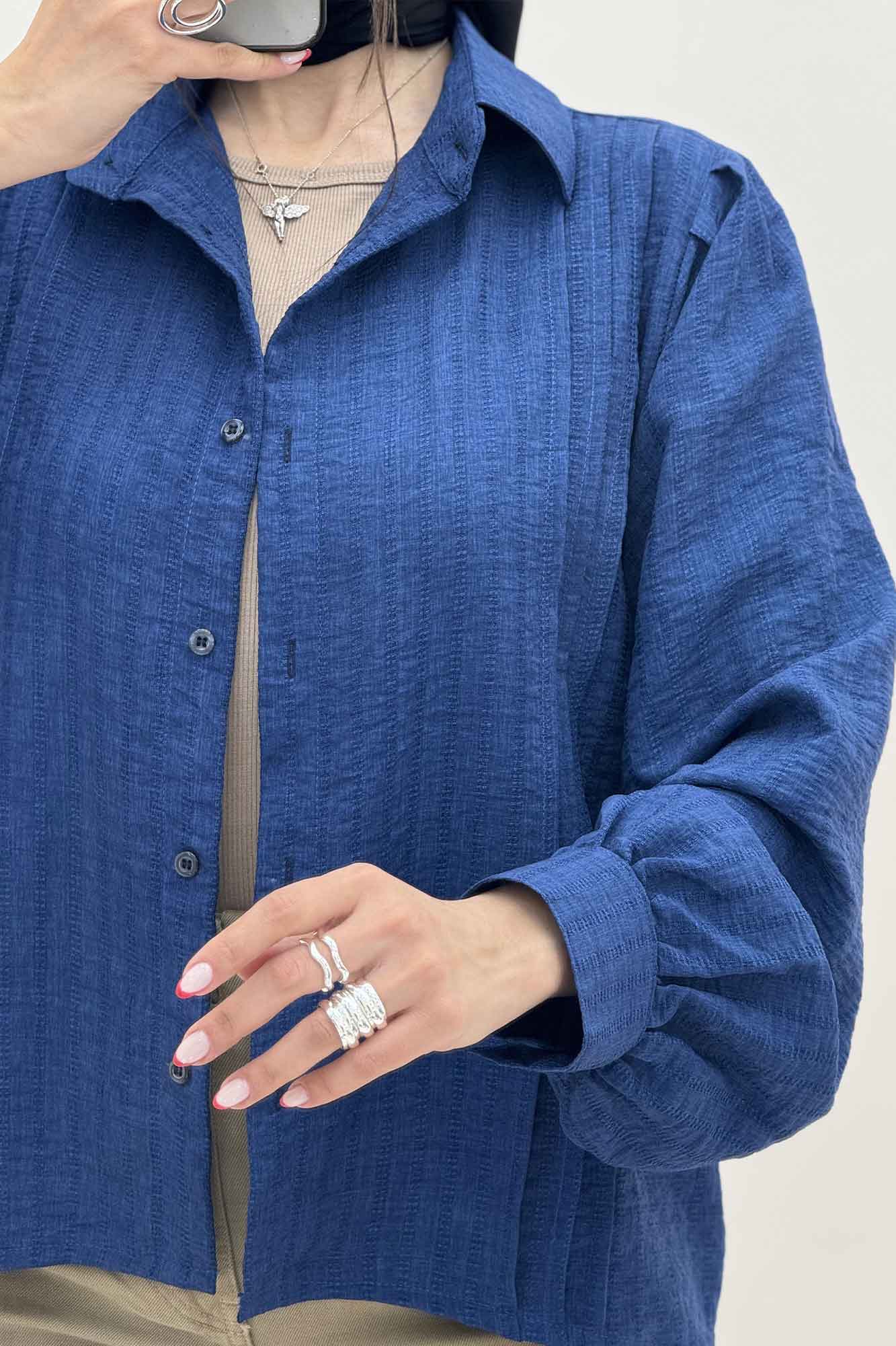 شومیز مانتویی جلو سه پیله شانتون زیپی 