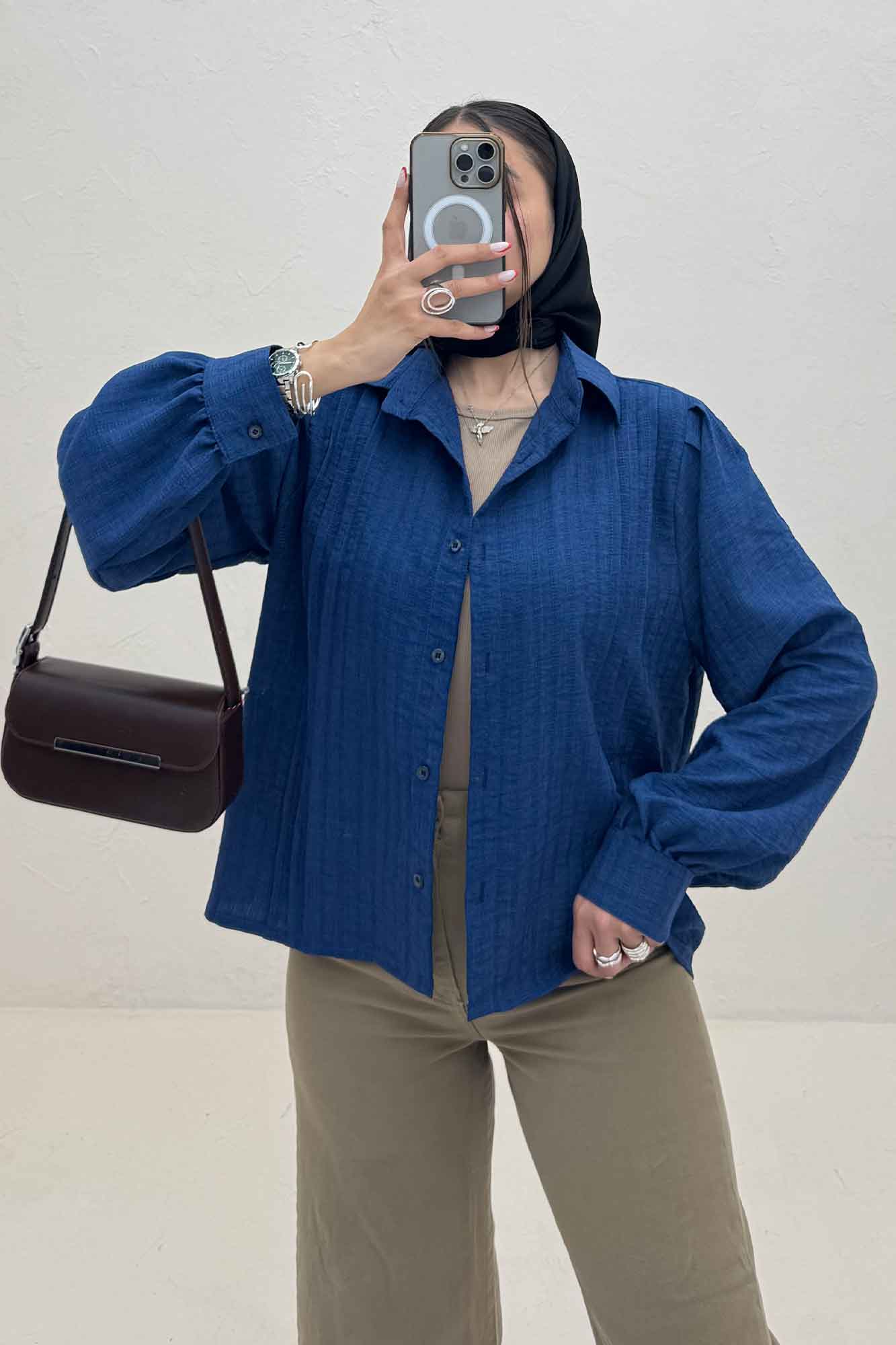 شومیز مانتویی جلو سه پیله شانتون زیپی 