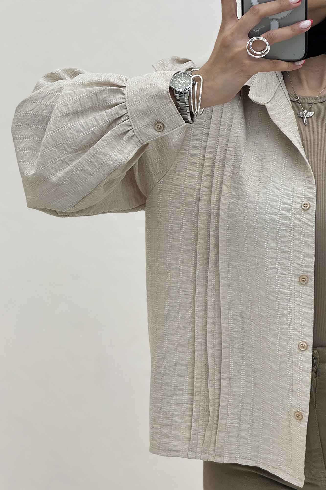 شومیز مانتویی جلو سه پیله شانتون زیپی 