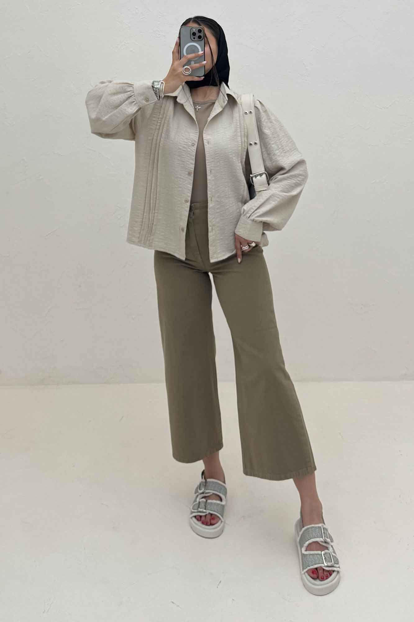 شومیز مانتویی جلو سه پیله شانتون زیپی 