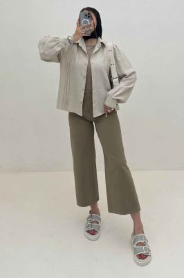 شومیز مانتویی جلو سه پیله شانتون زیپی 