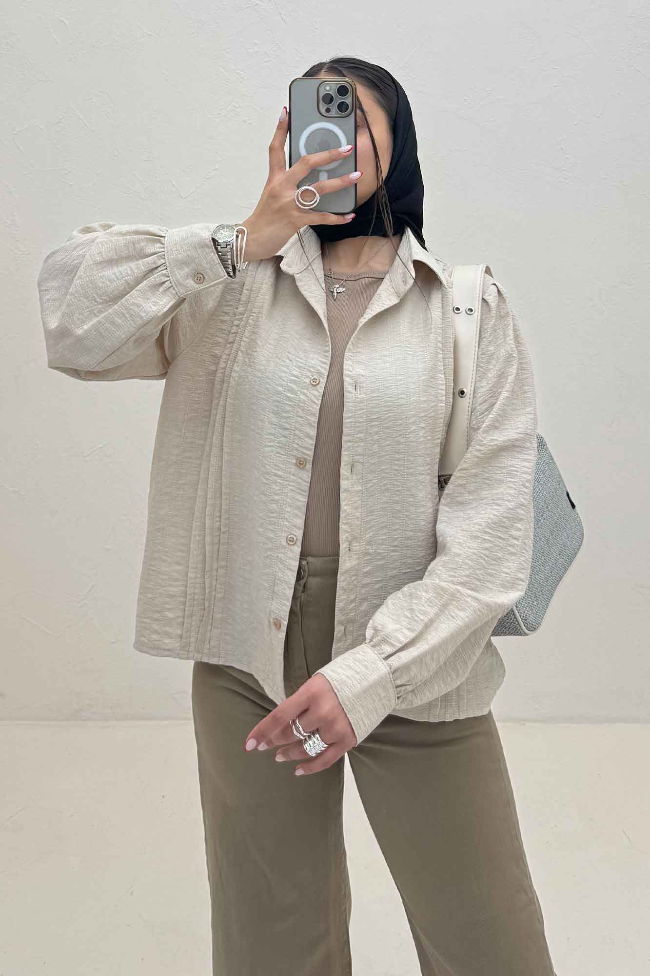 شومیز مانتویی جلو سه پیله شانتون زیپی 