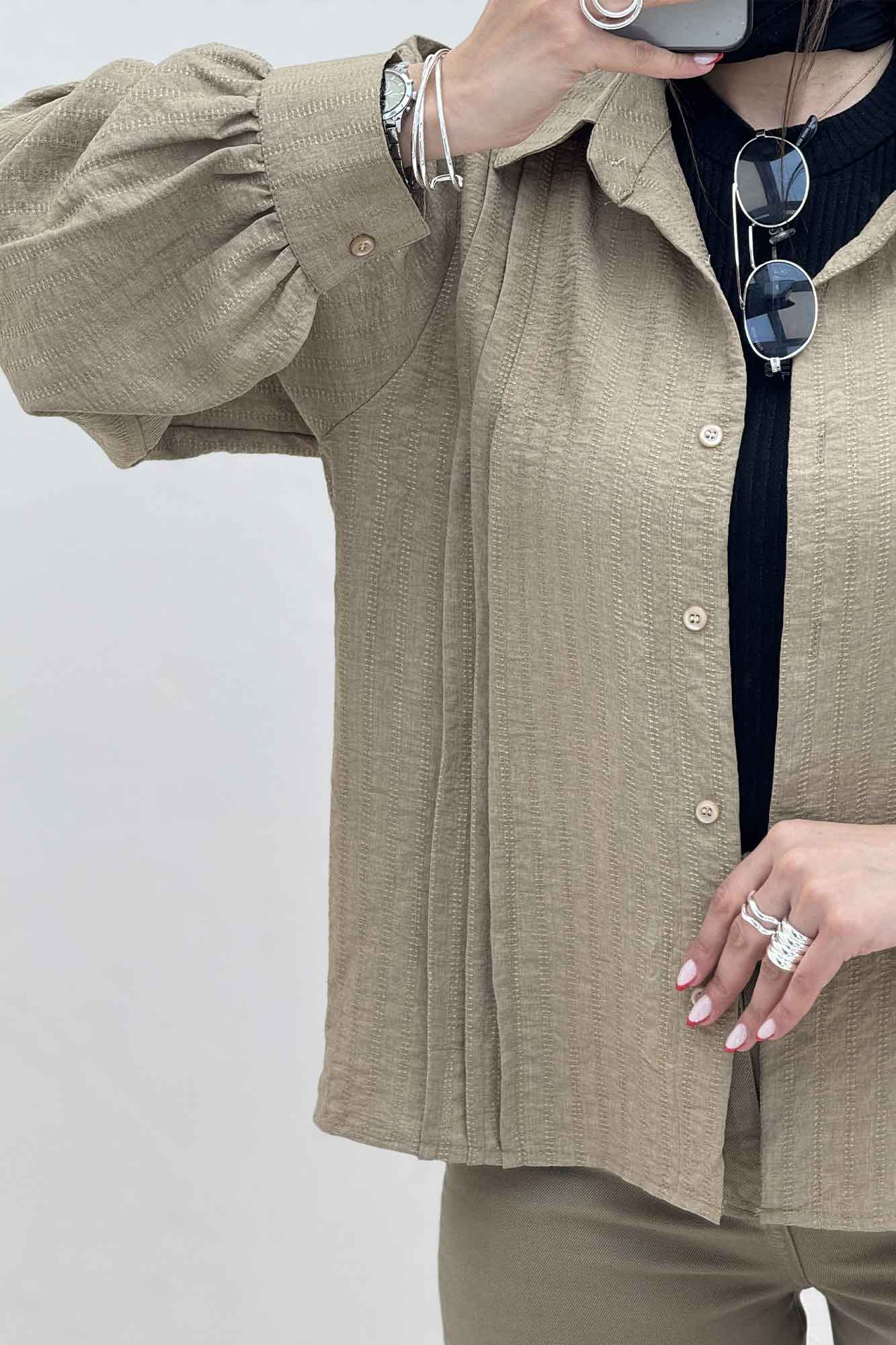 شومیز مانتویی جلو سه پیله شانتون زیپی 