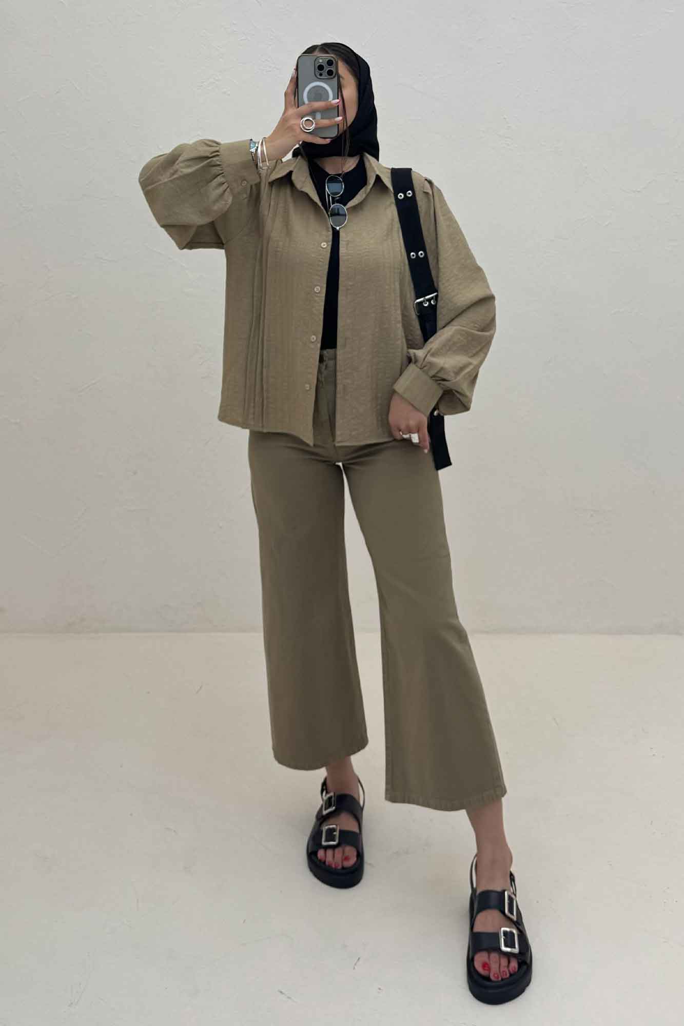 شومیز مانتویی جلو سه پیله شانتون زیپی 