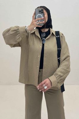 شومیز مانتویی جلو سه پیله شانتون زیپی 