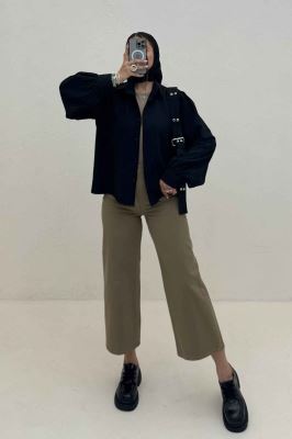 شومیز مانتویی جلو سه پیله شانتون زیپی 