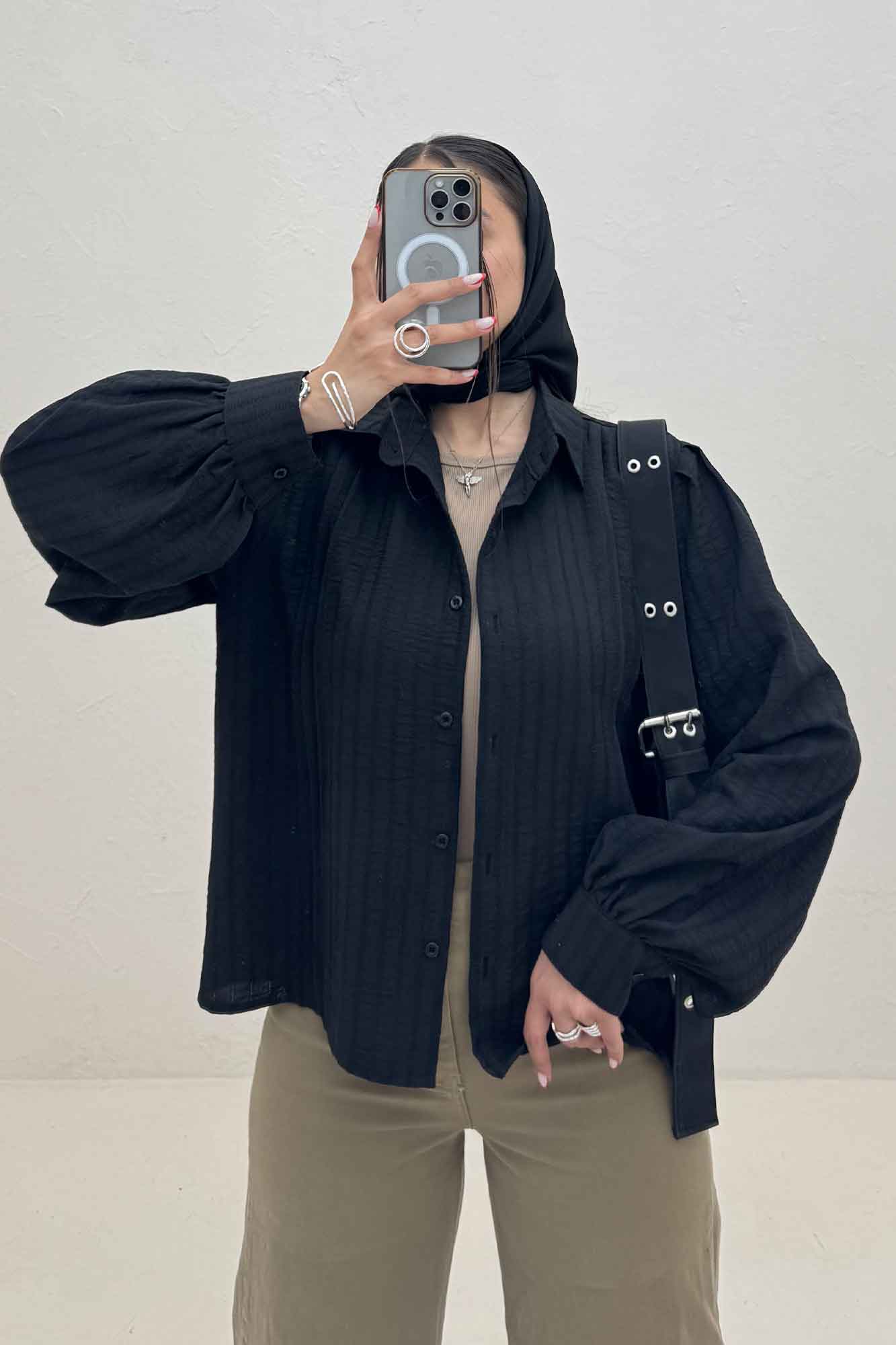 شومیز مانتویی جلو سه پیله شانتون زیپی 