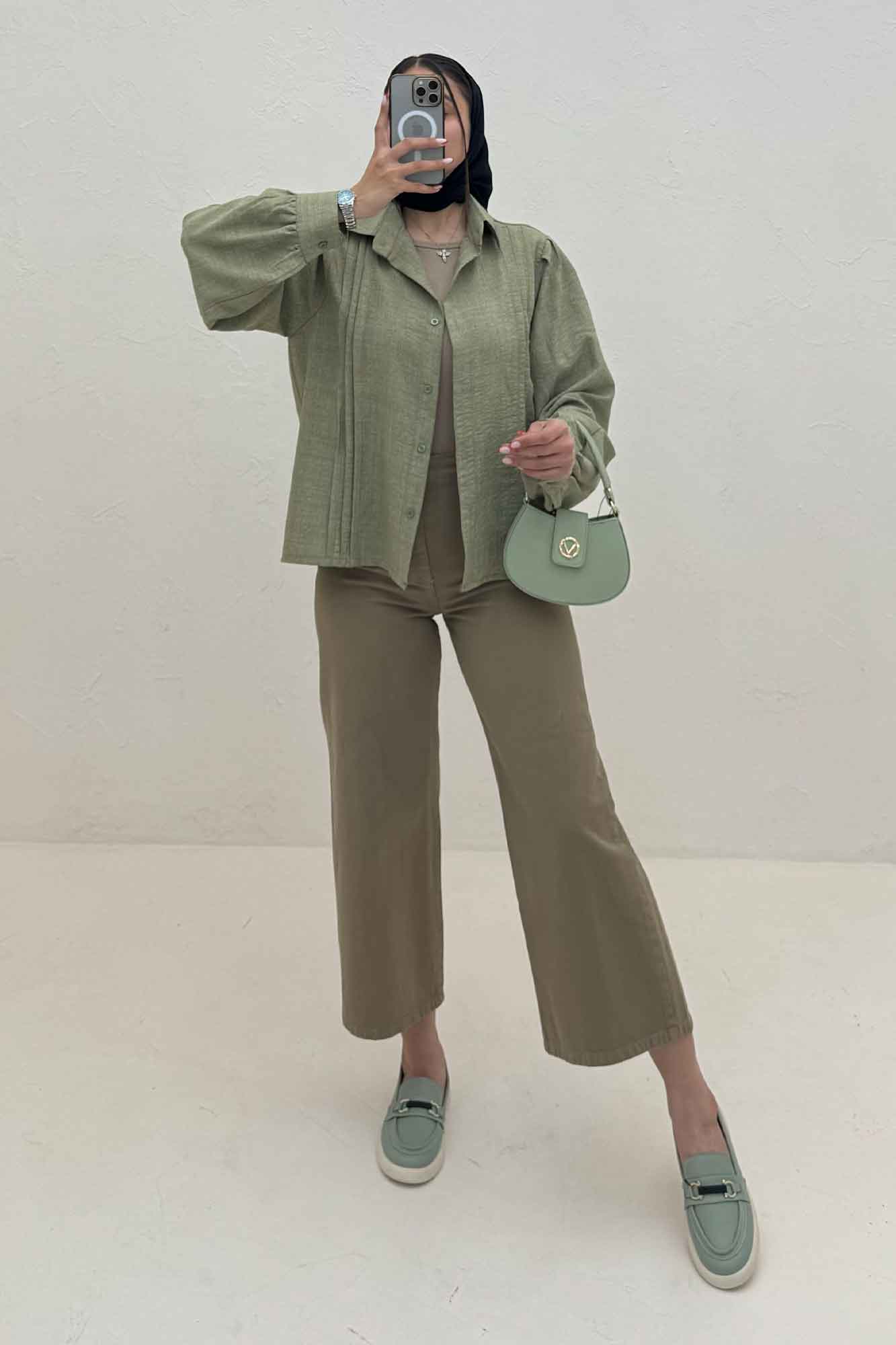 شومیز مانتویی جلو سه پیله شانتون زیپی 