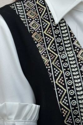 جلیقه لینن تیکه سوزن دوزی طرح 10