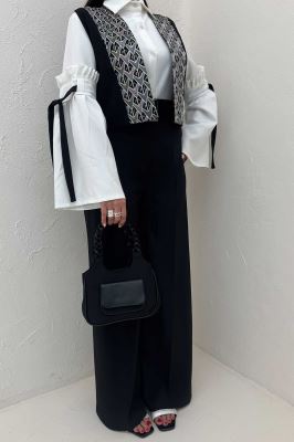 جلیقه لینن تیکه سوزن دوزی طرح 2