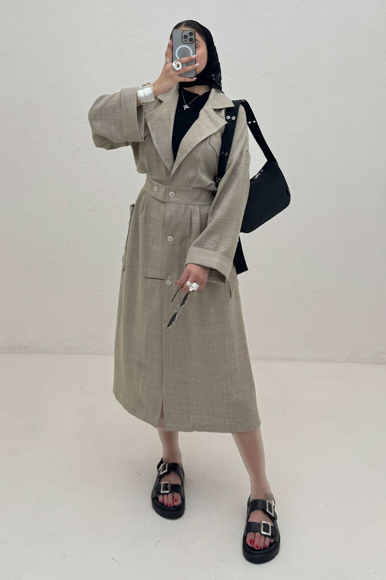 مانتو بلند شانتون پشت کش DORNA