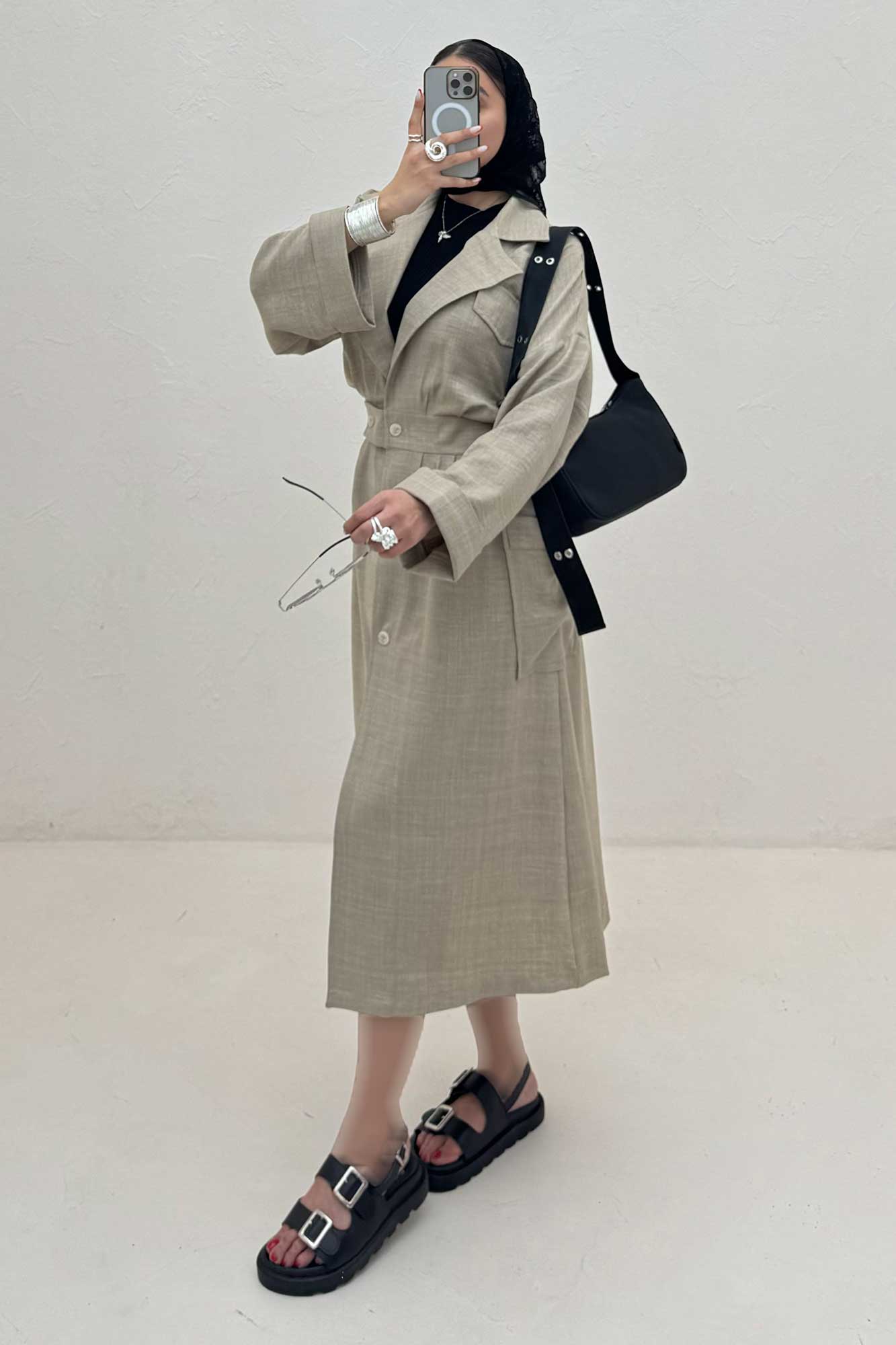 مانتو بلند شانتون پشت کش DORNA