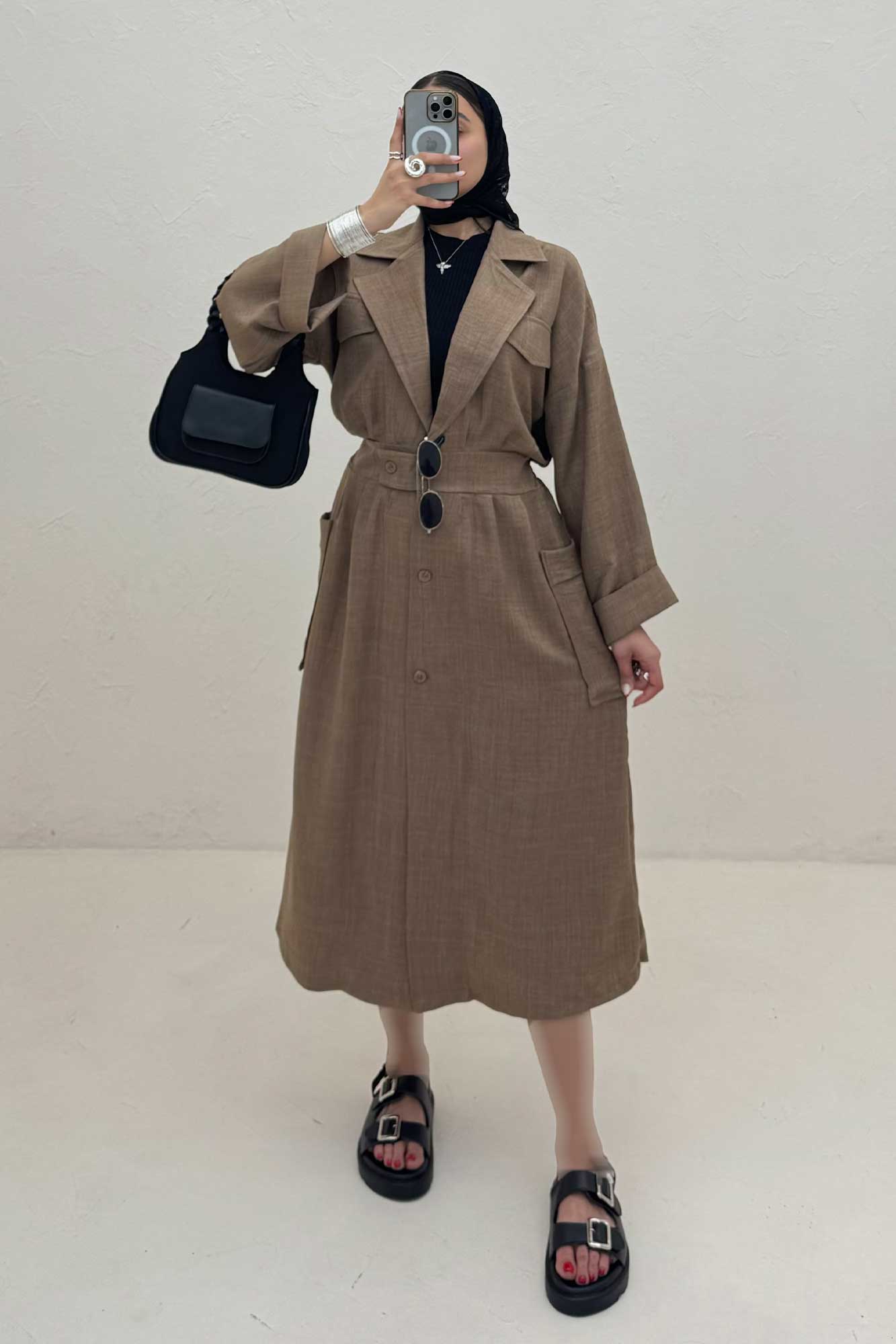 مانتو بلند شانتون پشت کش DORNA