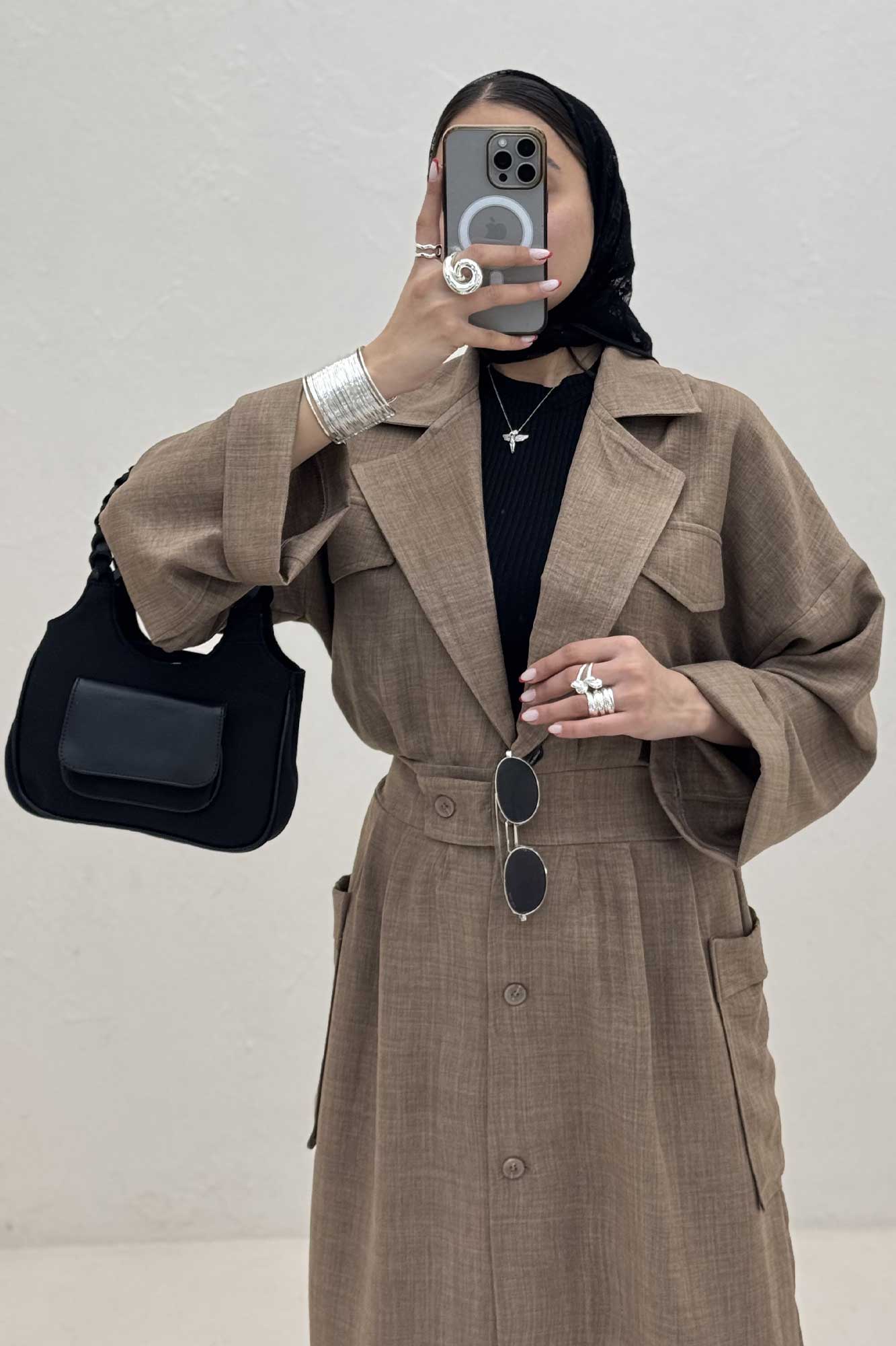 مانتو بلند شانتون پشت کش DORNA