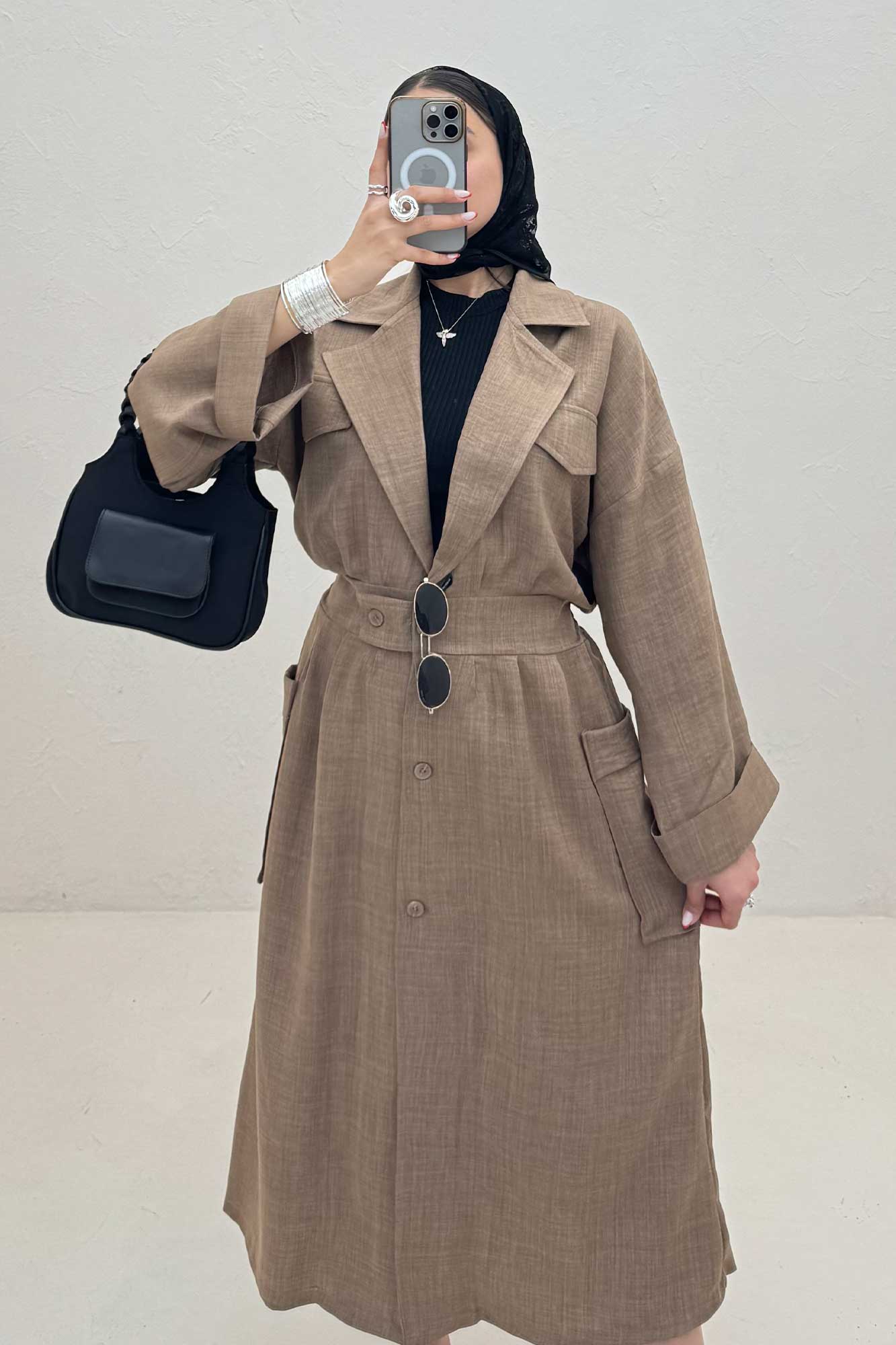 مانتو بلند شانتون پشت کش DORNA