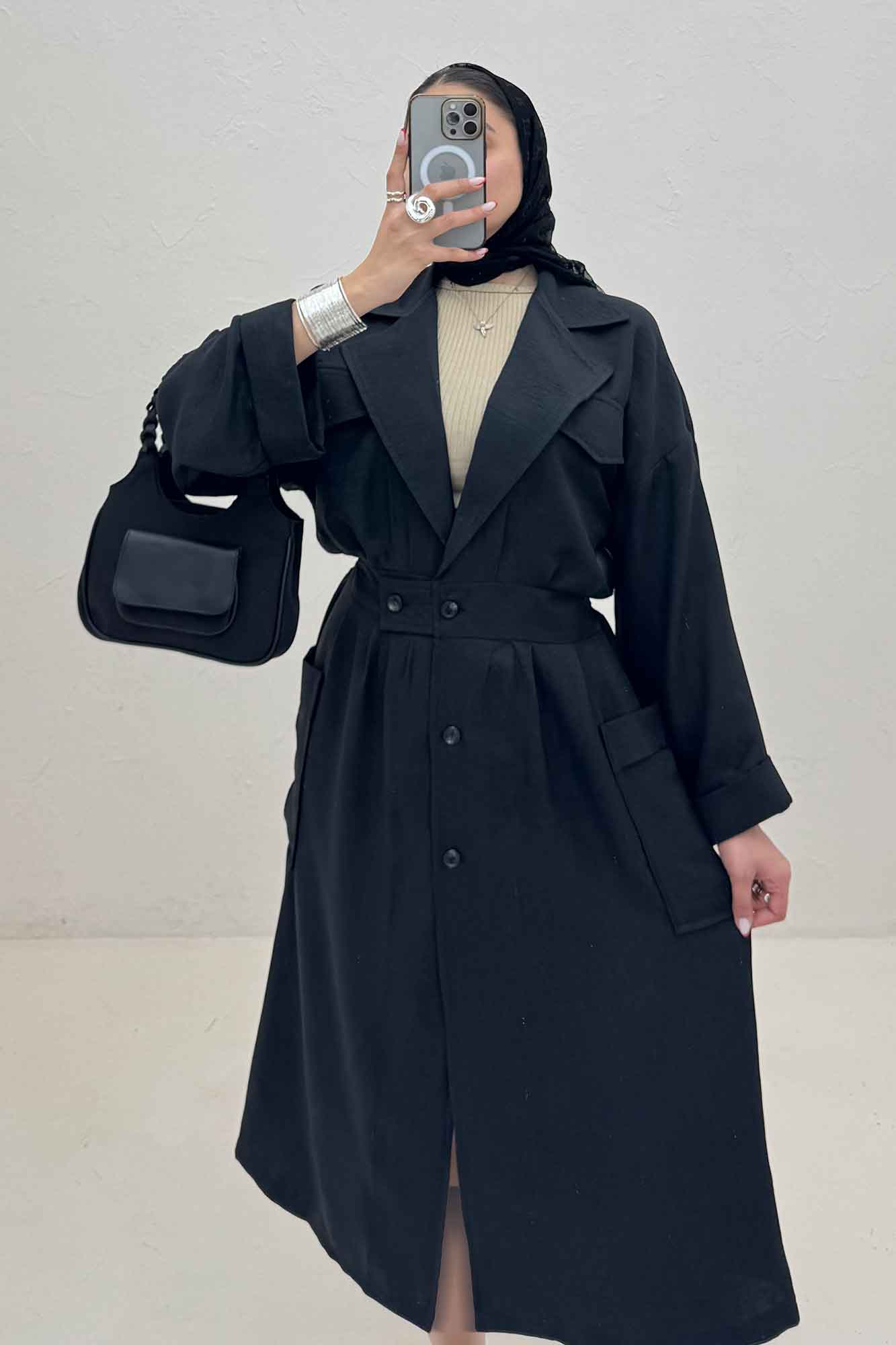 مانتو بلند شانتون پشت کش DORNA