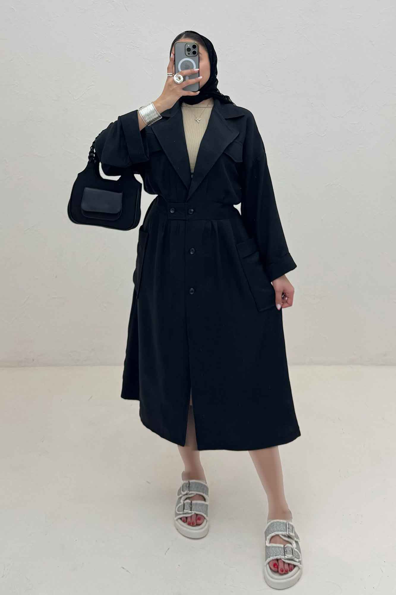 مانتو بلند شانتون پشت کش DORNA