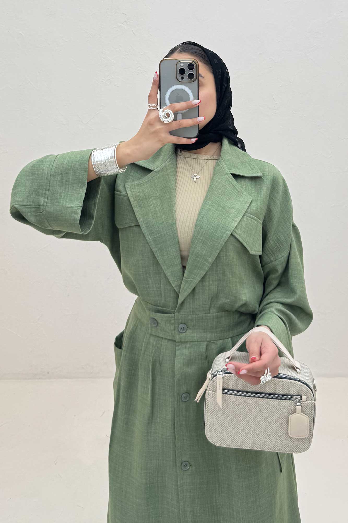 مانتو بلند شانتون پشت کش DORNA