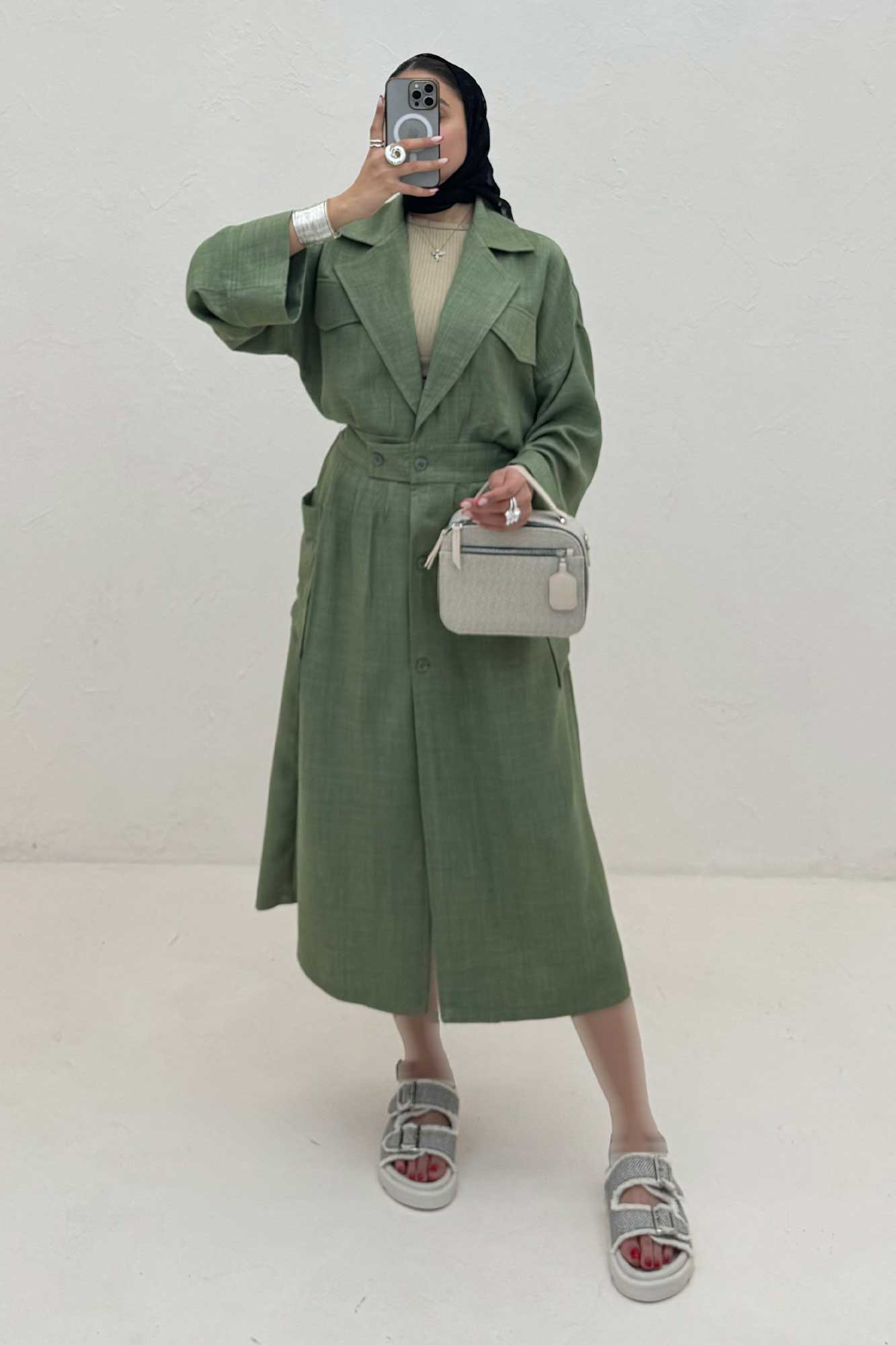 مانتو بلند شانتون پشت کش DORNA