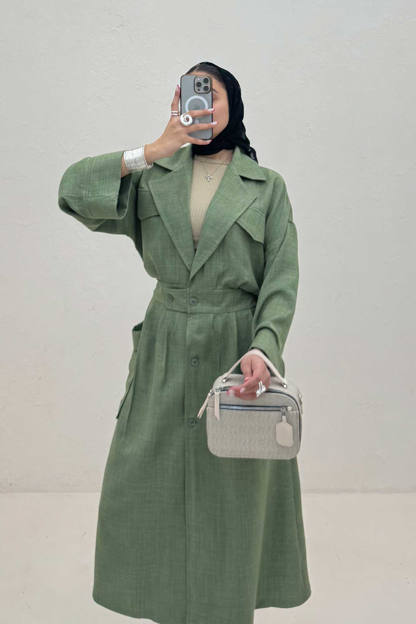 مانتو بلند شانتون پشت کش DORNA