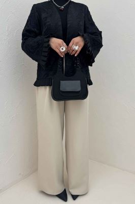 کت ژاکارد ریش دور پیلیسه 