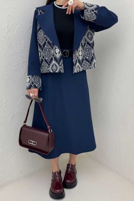 ست کت و دامن مازراتی سوزن دوزی هنسل