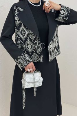 ست کت و دامن مازراتی سوزن دوزی هنسل