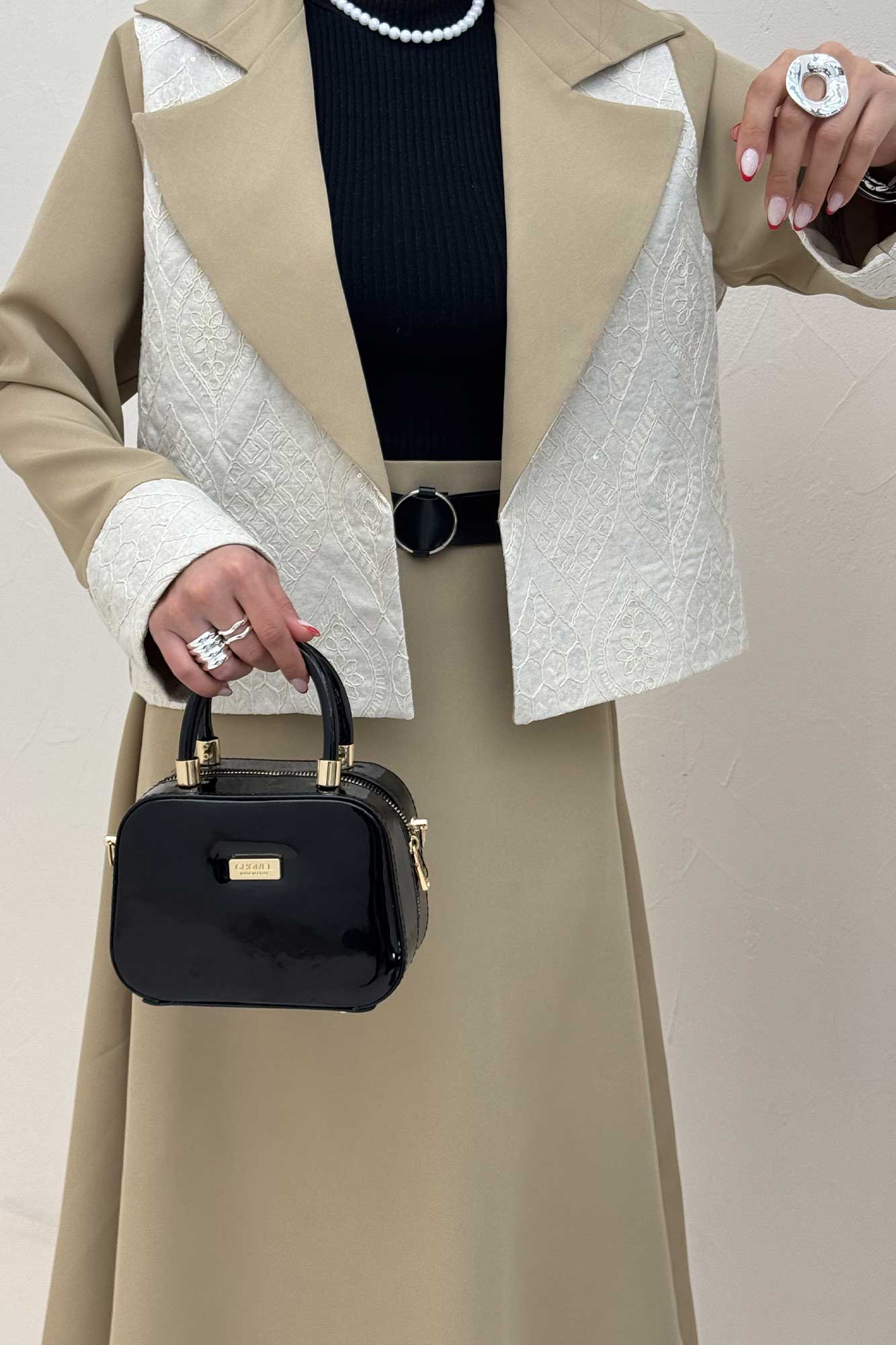 ست کت و دامن مازراتی سوزن دوزی هنسل