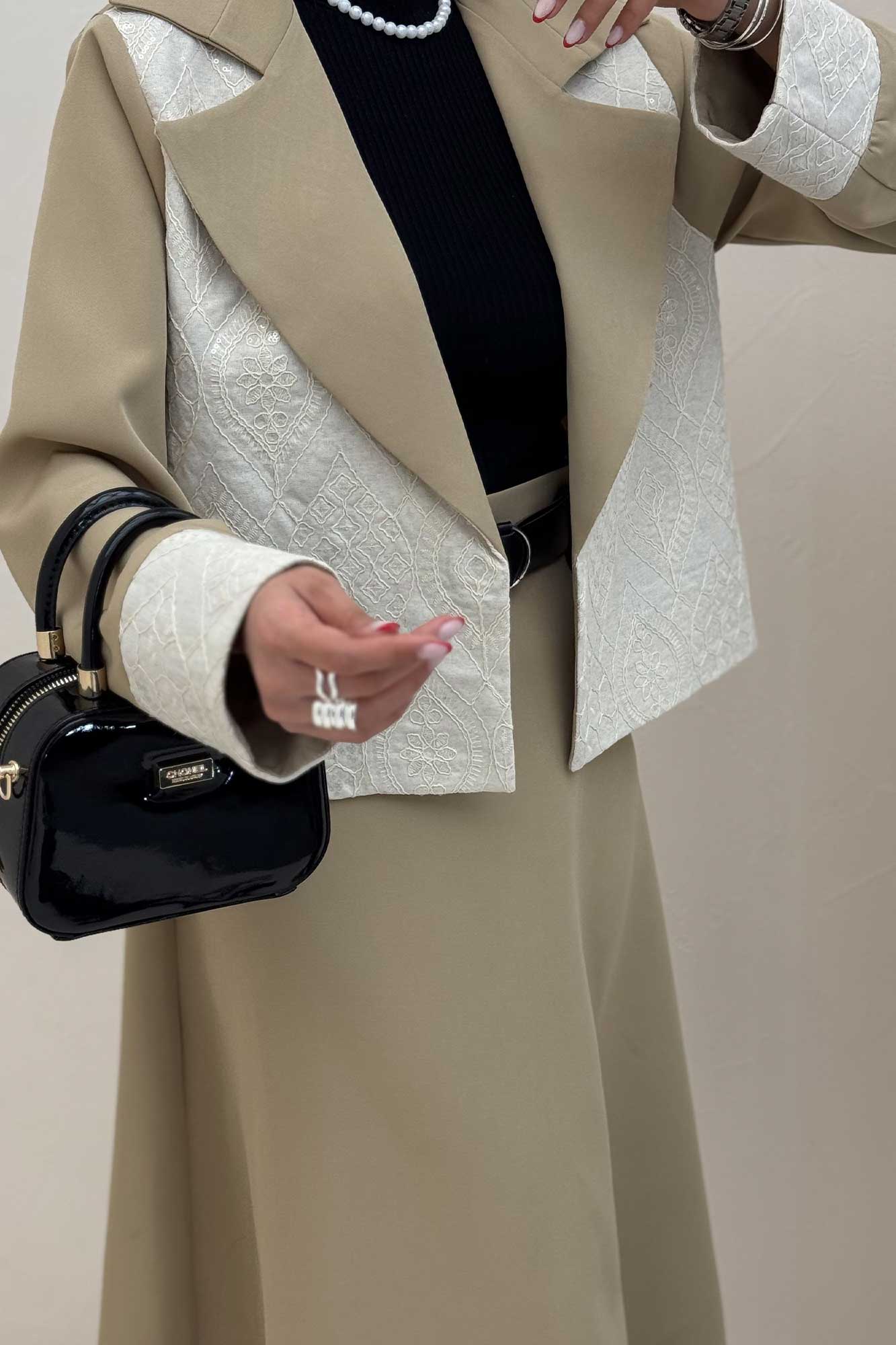 ست کت و دامن مازراتی سوزن دوزی هنسل