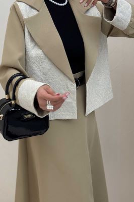 ست کت و دامن مازراتی سوزن دوزی هنسل